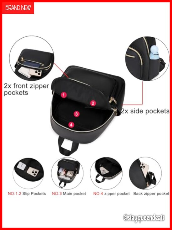 PU Leather Mini Backpack Purse Women Fashion Daypack Multiple Pockets Travel main image 5